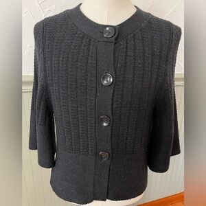 Banana Republic Black Cardigan Sweater Womens Ribbed Button Up Wool  Medium